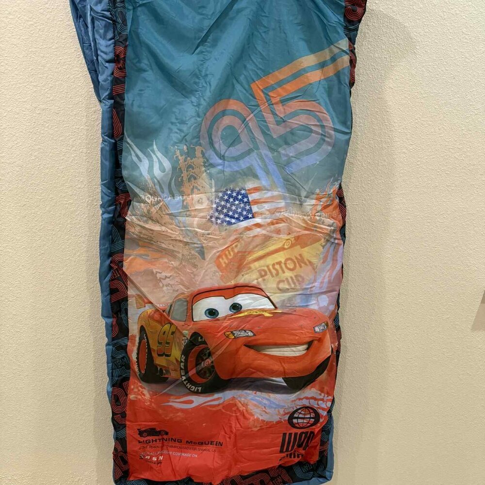 Disney PIXAR Cars Lightning McQueen Camping Sleeping Bag Kid Size 28” x 56”